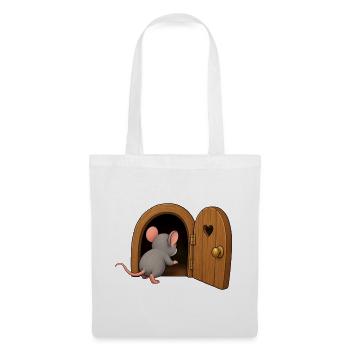 Neugierige Maus und kleine Tür - Stoffbeutel - Weiß - Vorne