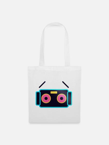Neon-Pop-Roboter-Gesicht - Stoffbeutel - Weiß