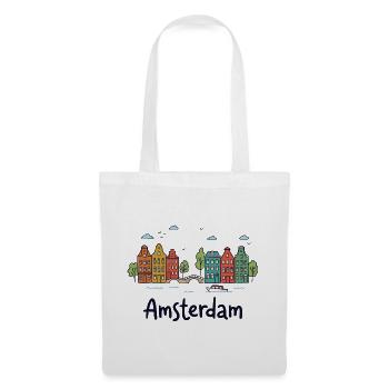 Amsterdamer Stadtbild-Doodles - Stoffbeutel - Weiß - Vorne