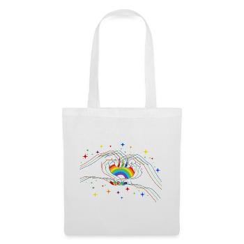 CSD LGBT Hände formen Regenbogen Herz Pride - Stoffbeutel - Weiß - Vorne