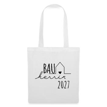 Bauherrin 2027 – Hausbau Eigenheim Geschenk - Stoffbeutel - Weiß - Vorne