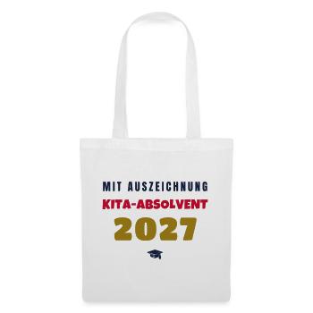 Kita Absolvent 2027 mit Auszeichnung Abschied - Stoffbeutel - Weiß - Vorne