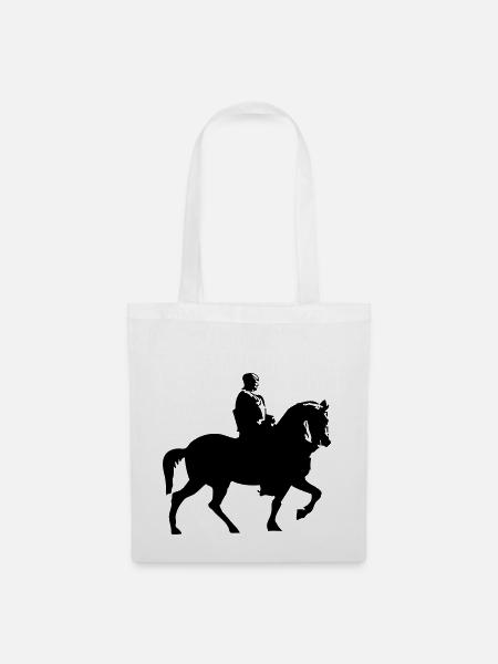 Pferd und Reiter | Ritter | Lanze Reiten Rüstung - Stoffbeutel - Weiß
