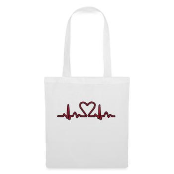 Lignes de impulsion d'électrocardiogramme de coeur - Sac en tissu - blanc - Devant