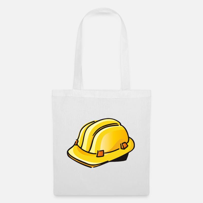 gelber Bauhelm | hard hat - Stoffbeutel - Weiß