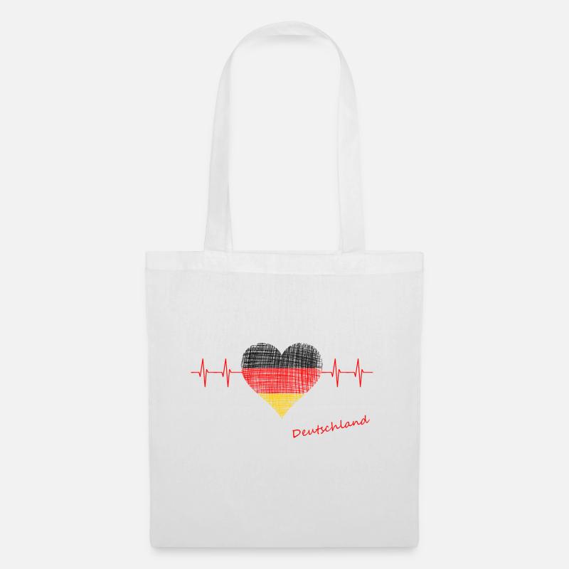 Deutschland Herzschlag - Stoffbeutel - Weiß