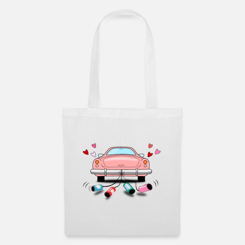Hochzeitsauto rosa Hochzeit - Stoffbeutel - Weiß