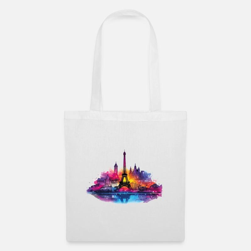 Paris Eiffelturm Frankreich Stadt Skyline Kunst - Stoffbeutel - Weiß
