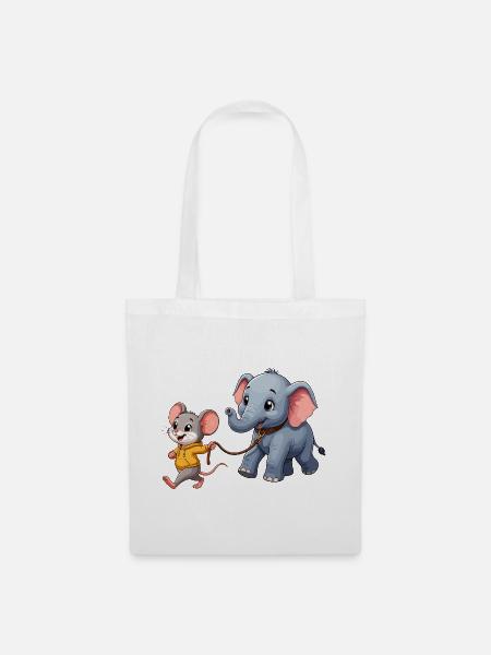 Maus und Elefant Freundschaftsabenteuer - Stoffbeutel - Weiß
