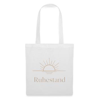 Goldener Ruhestand – Filigrane Buchstaben & Sonne - Stoffbeutel - Weiß - Vorne