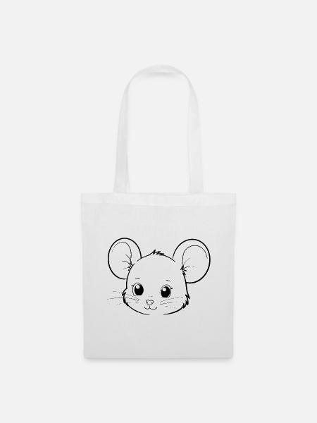 Maus_schwarz - Stoffbeutel - Weiß