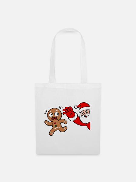 Kawaii-Lebkuchenmann flieht aus Santa Christmas - Stoffbeutel - Weiß
