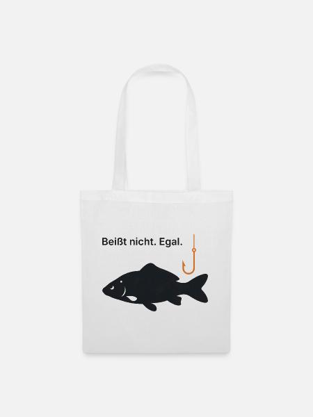 Beißt nicht. Egal. - Angler Geschenk Angeln - Stoffbeutel - Weiß