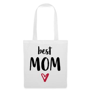 best Mom I Herz Geschenk Mama Mutter Mutti Mami - Stoffbeutel - Weiß - Vorne