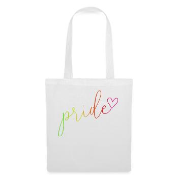 Pride Regenbogen Farben Schrift - Stoffbeutel - Weiß - Vorne