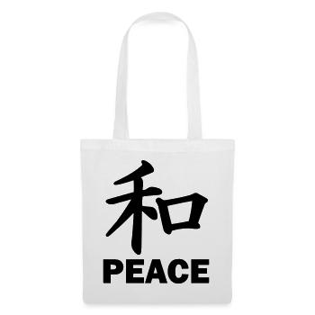 Peace Peace kanji japanese script blemish text 'PEACE - Tote Bag - white - Front