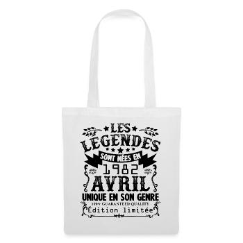 Vintage Flourish Cadeau Anniversaire Avril 1982 - Sac en tissu - blanc - Devant