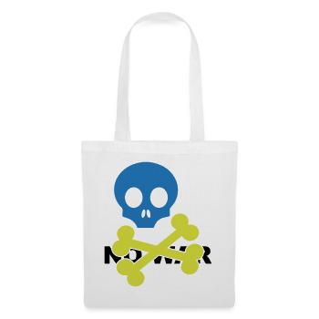 Neonblauer Totenkopf und gekreuzte Knochen - Stoffbeutel - Weiß - Vorne