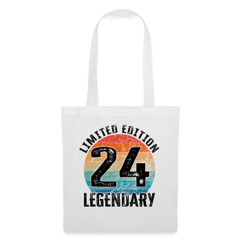 Joyeux anniversaire - 24e anniversaire - Sac en tissu - blanc - Devant