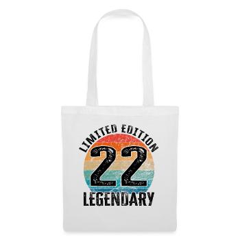 Joyeux anniversaire - 22e anniversaire - Sac en tissu - blanc - Devant
