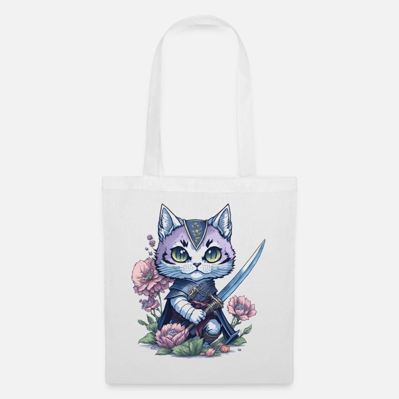 Le chat ninja – unique et coloré - Sac en tissu - blanc
