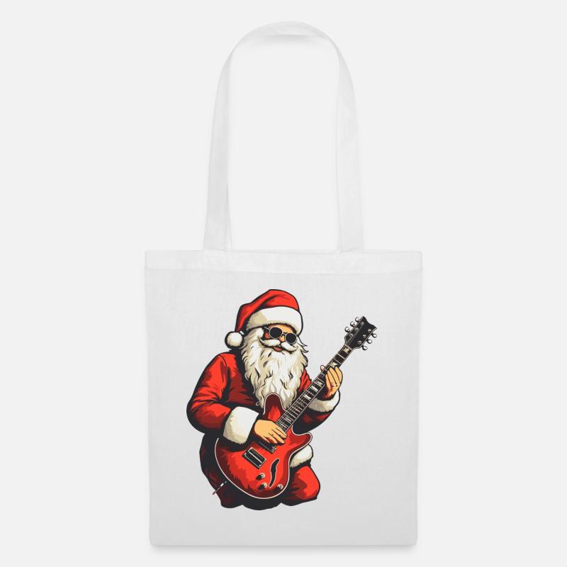 Weihnachtsmann Gitarre Weihnachten Musik - Stoffbeutel - Weiß