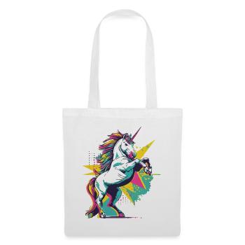 Einhorn Vintage Retro Bunt Modern Trend Kunst - Stoffbeutel - Weiß - Vorne