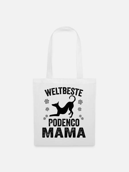 Beste Podenco Mama spanischer Windhund - Stoffbeutel - Weiß