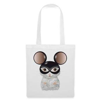niedliche weiße Maus mit Maus Ohren Maske - Stoffbeutel - Weiß - Vorne