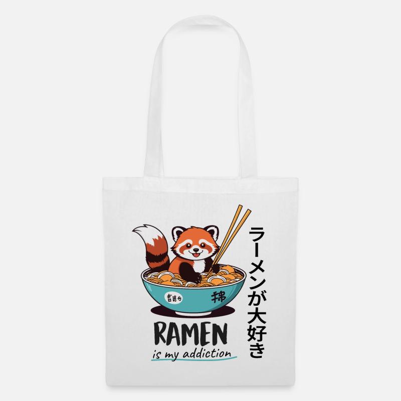 Cute Red Panda in Ramen Bowl - Tote Bag - white