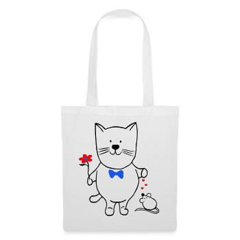 Katze und Maus - Stoffbeutel - Weiß - Vorne