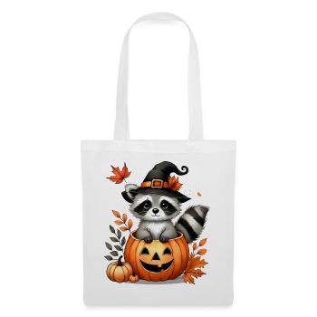 Raton laveur d’Halloween à la citrouille : Doux plaisir effrayant - Sac en tissu - blanc - Devant