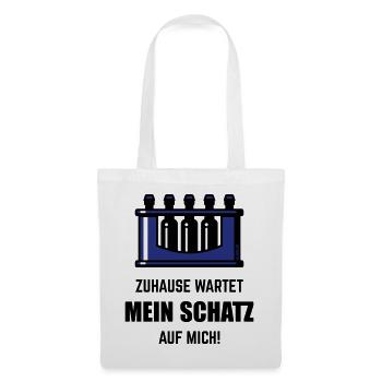 XZuhause Wartet Mein Schatz Auf Mich! (Blau) - Stoffbeutel - Weiß - Vorne