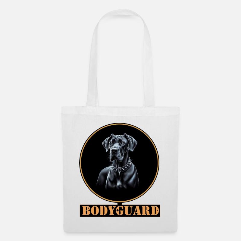 Bodyguard Hund - Deutsche Dogge - Stoffbeutel - Weiß
