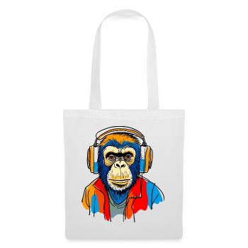 Monkey with headphones - Tote Bag - white - Front