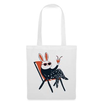 Beach Bunny – Chill Rabbit with Shades & Drink - Tote Bag - white - Front
