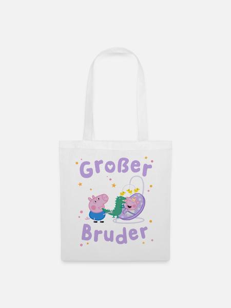 Peppa Pig Design Großer Bruder Schorsch Mit Evie - Stoffbeutel - Weiß