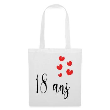 18. 18 ANS. 18e ANNIVERSAIRE. ANNIVERSAIRE 18 ANS. - Sac en tissu - blanc - Devant