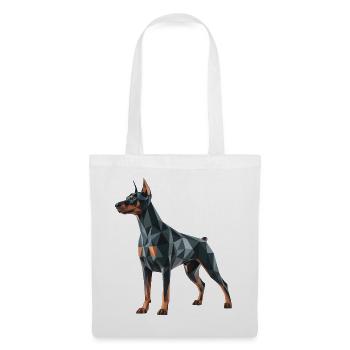 Dobermann - Cooles Low-Poly-Logo - Stoffbeutel - Weiß - Vorne