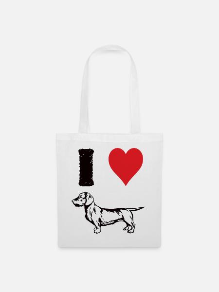 i Love my Dachshund - Stoffbeutel - Weiß