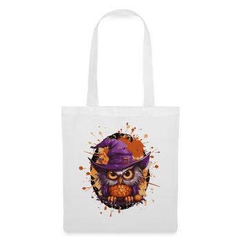 Magie du hibou avec chapeau de sorcière - Sac en tissu - blanc - Devant