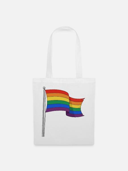 Regenbogenflagge kurvige Strecken - Stoffbeutel - Weiß