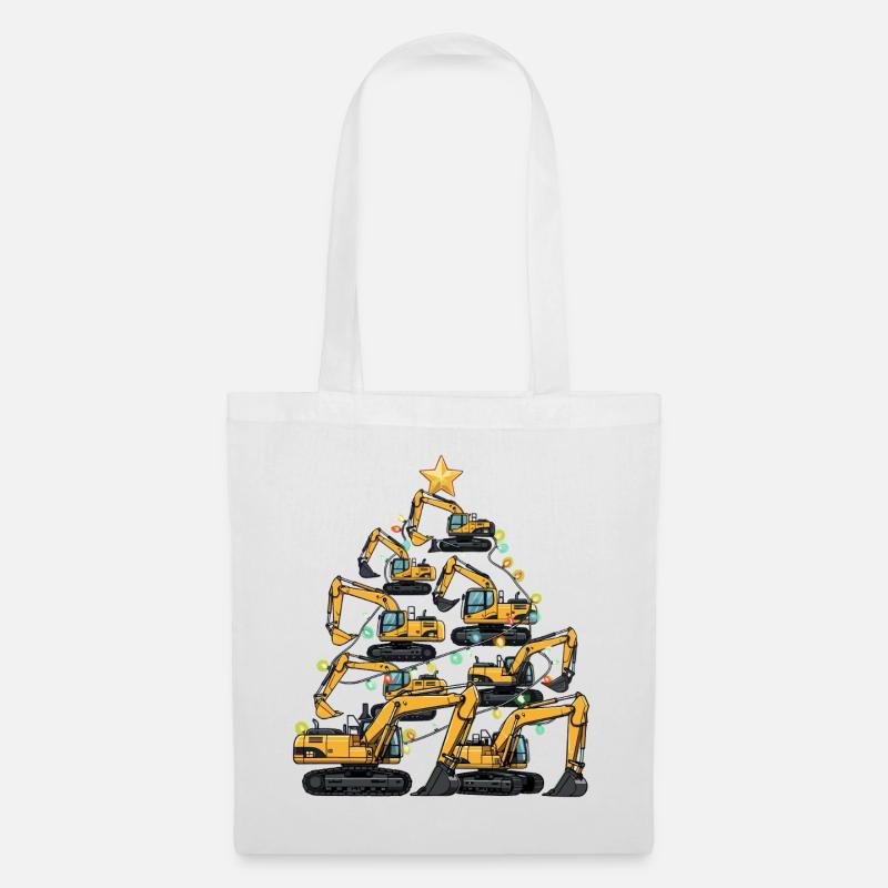 Lustiger Bagger Weihnachtsbaum Geschenk - Stoffbeutel - Weiß