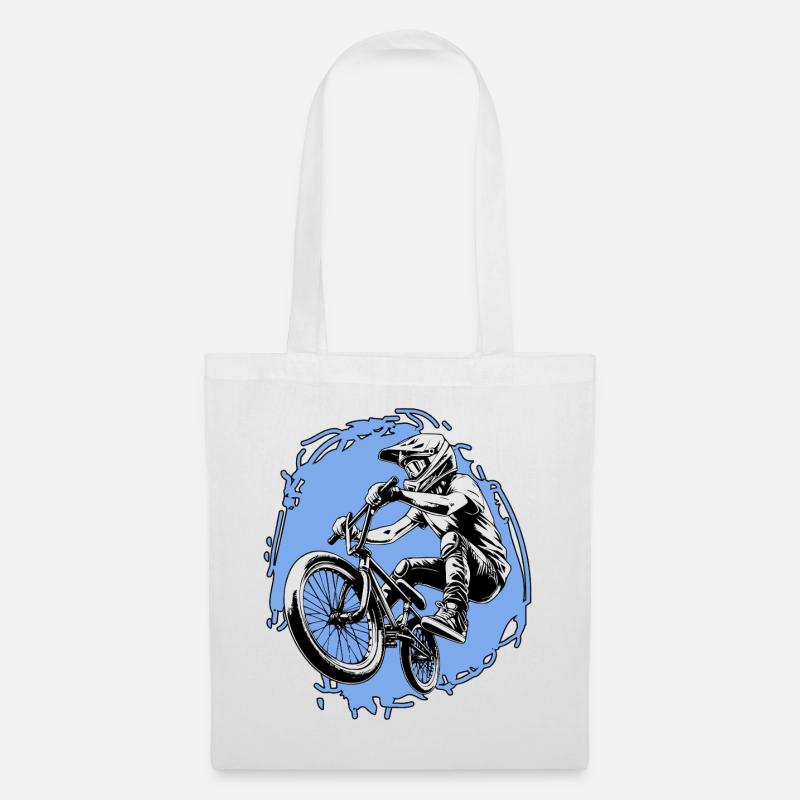 BMX Sprung Stunt blau - Stoffbeutel - Weiß