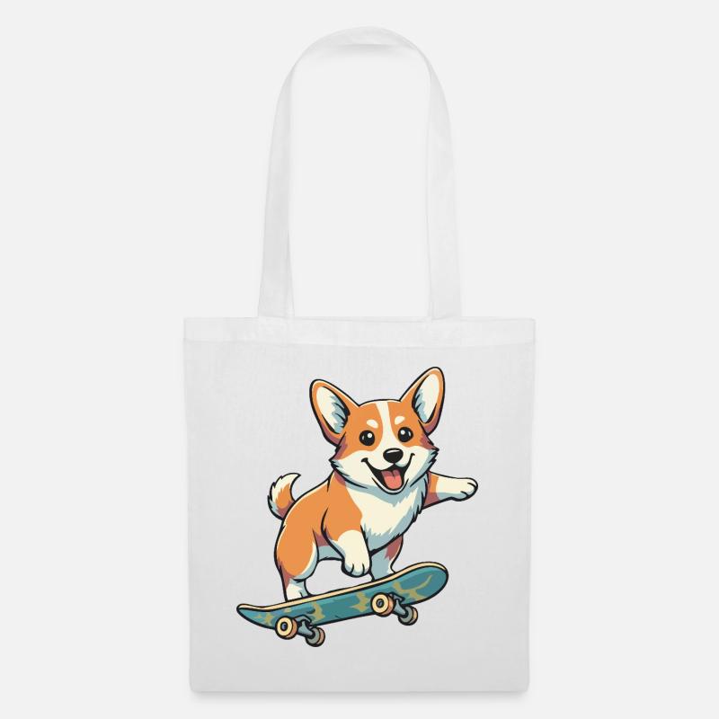 Corgi-farbenes Skateboard - Stoffbeutel - Weiß