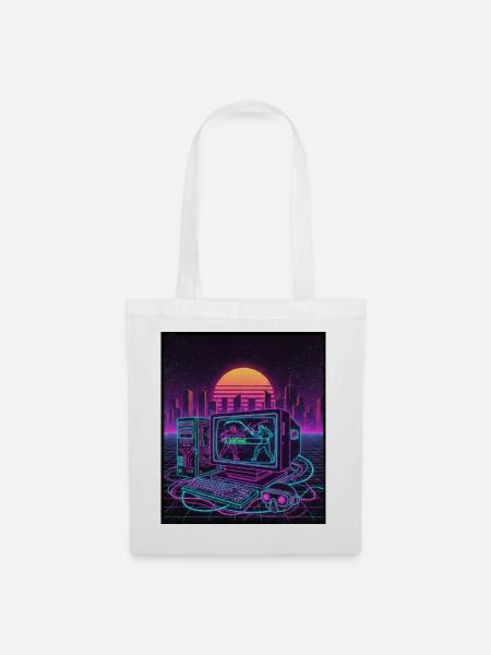 Retro Cyber Gamer - Stoffbeutel - Weiß