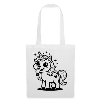 Einhorn Zunge Sterne Schwarz Symbol - Stoffbeutel - Weiß - Vorne
