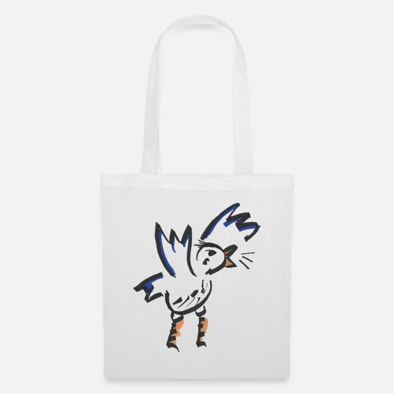 Coq abstrait bleu orange - Sac en tissu - blanc