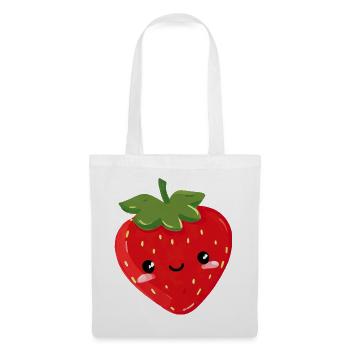 Fraise mignonne - Sac en tissu - blanc - Devant
