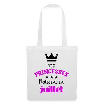 Princesse née en Juillet Joli Cadeau Naissance - Sac en tissu - blanc - Devant